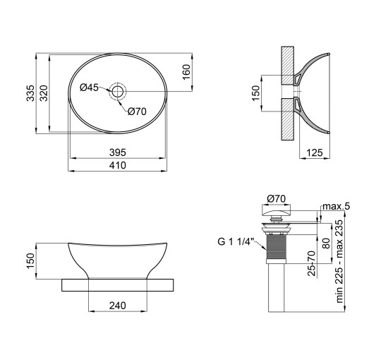 Раковина-чаша Qtap Dove 410x335x145 White с донным клапаном QT06113078W