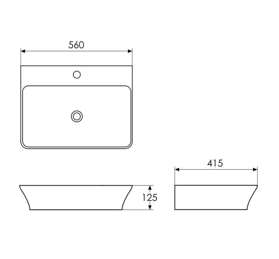 Накладной умывальник IMPRESE 560x415x125мм прямоугольный белый i11259