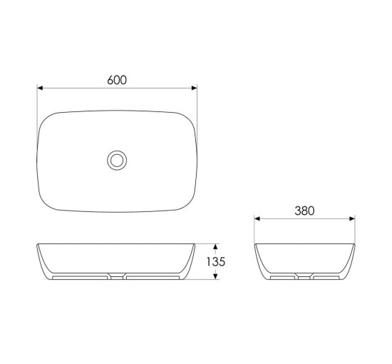 Умывальник накладной IMPRESE BLACK EDGE i11098 600x380мм прямоугольный белый