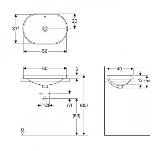 Умивальник VariForm 60 (500.729.01.2) Geberit