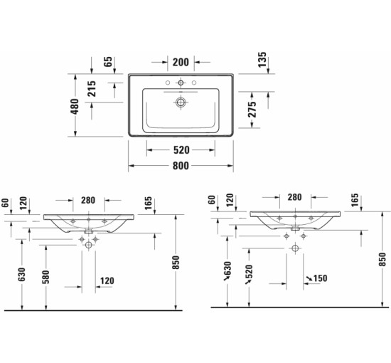 Умивальник меблевий Duravit D-NEO 80х48 см (2367800000)