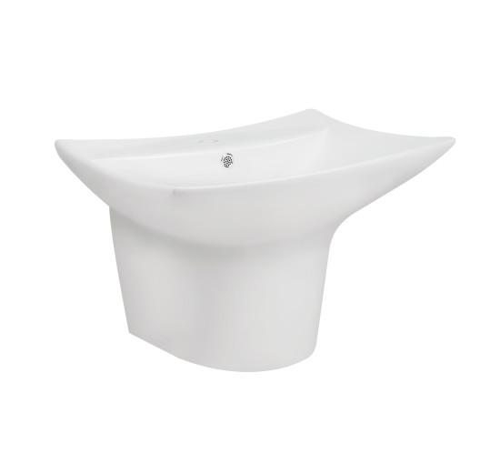 Раковина подвесная моноблок Qtap Presto 600х450х405мм White с донным клапаном QT2411G822W