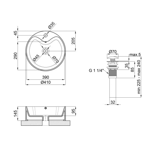 Раковина-чаша Qtap Scorpio 400x400x140 Matt black с донным клапаном QT14113018BMBMB