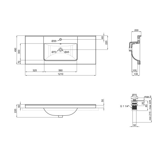 Раковина Qtap Albatross Q 1200х480х230 White с донным клапаном QT01115120QW