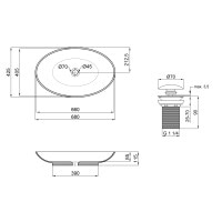 Раковина-чаша Qtap Dove 680х420х120 White с донным клапаном QT0611K160W