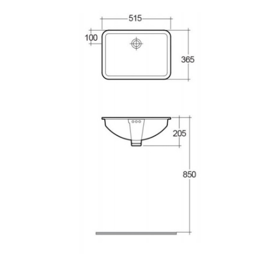 Раковина под столешницу RAK Ceramics CLEO прямоугольная 51см OC143AWHA