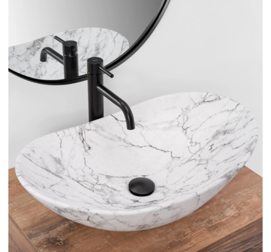 Умивальник (раковина) REA ROYAL STATUARIO MARBLE MATT накладний мармур