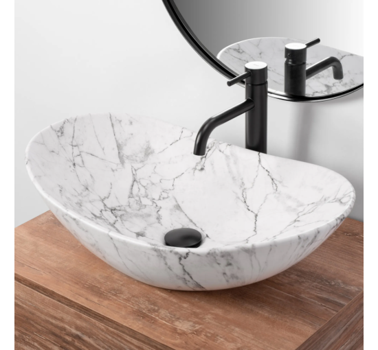 Умывальник (раковина) REA ROYAL STATUARIO MARBLE MATT накладной мрамор