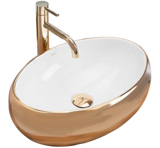 умивальник Rea Linda 33x48 gold/white (REA-U1021)