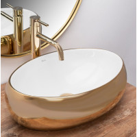 умывальник Rea Linda 33x48 gold/white (REA-U1021)