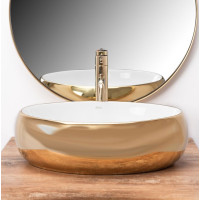умывальник Rea Linda 33x48 gold/white (REA-U1021)