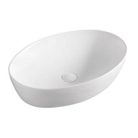 Умивальник накладний на стільницю для ванної 620мм x 420мм VOLLE білий овальна 13-01-636