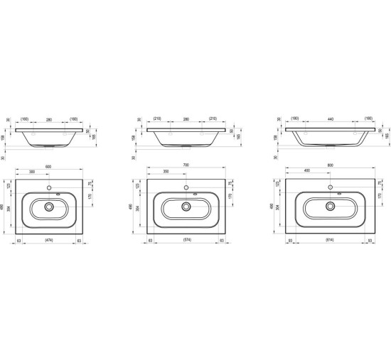 Умывальник Ravak Chrome 600 белый с переливом (XJG01160000)