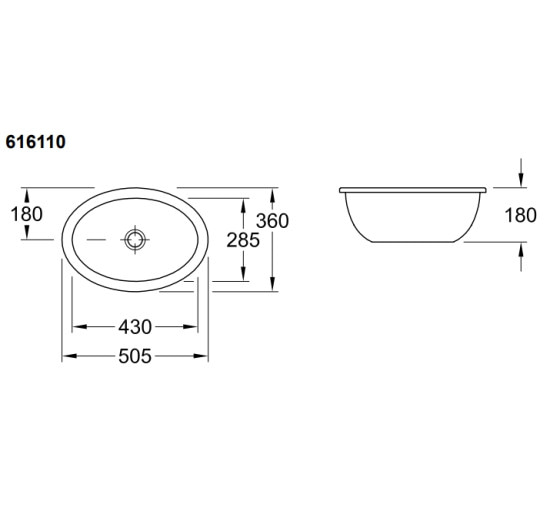 Раковина під стільницю Villeroy&Boch Loop&Friends 430х285 (61611001)