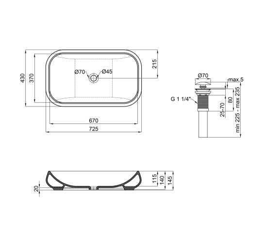 Раковина-чаша Qtap Jay 695х410х150 White с донным клапаном QT07112166W