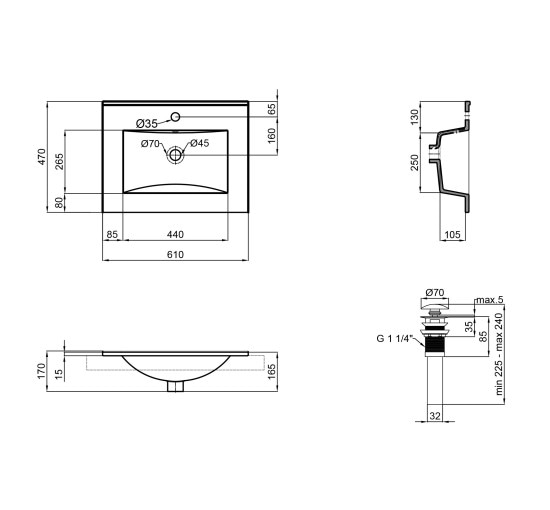 Раковина Qtap Albatross New 600x470x180 White с донным клапаном QT0111750660W