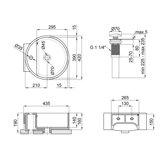 Раковина-чаша Qtap Swan 425х435х195 White с донным клапаном QT1611A005W