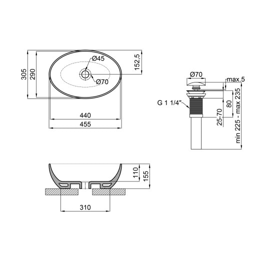 Раковина-чаша Qtap Leo 450х305х160 White з донним клапаном QT1111A052W