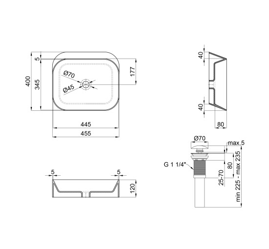 Раковина-чаша Qtap Scorpio 450х390х120 Matt black с донным клапаном QT14112242MBMB