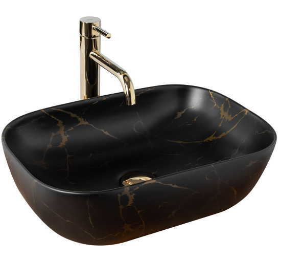 Умывальник (раковина) REA BELINDA BLACK MARBLE MAT накладной черный матовый