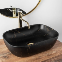 Умивальник (раковина) REA BELINDA BLACK MARBLE MAT накладний чорний матовий