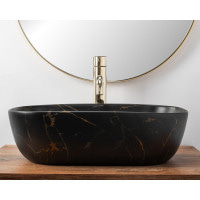 Умивальник (раковина) REA BELINDA BLACK MARBLE MAT накладний чорний матовий