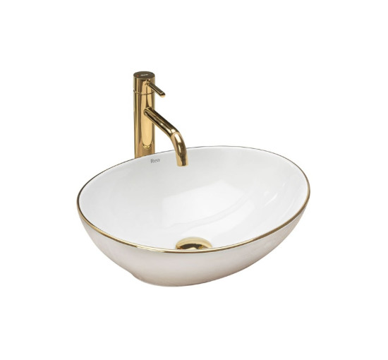 умивальник Rea Sofia 41x34,5 gold edge (REA-U3287)