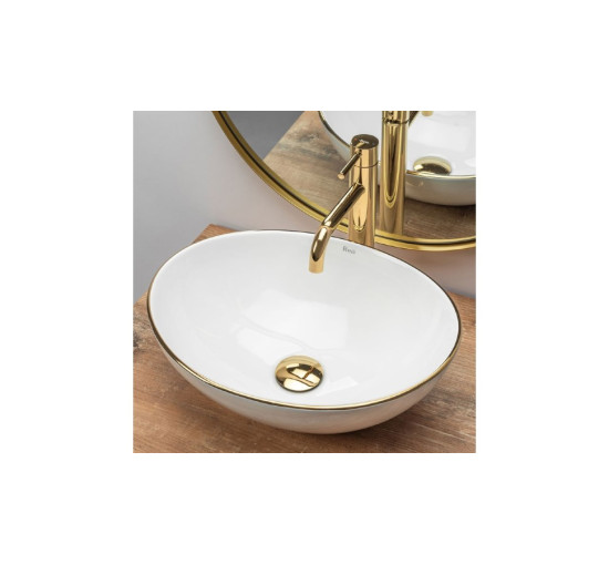 умивальник Rea Sofia 41x34,5 gold edge (REA-U3287)