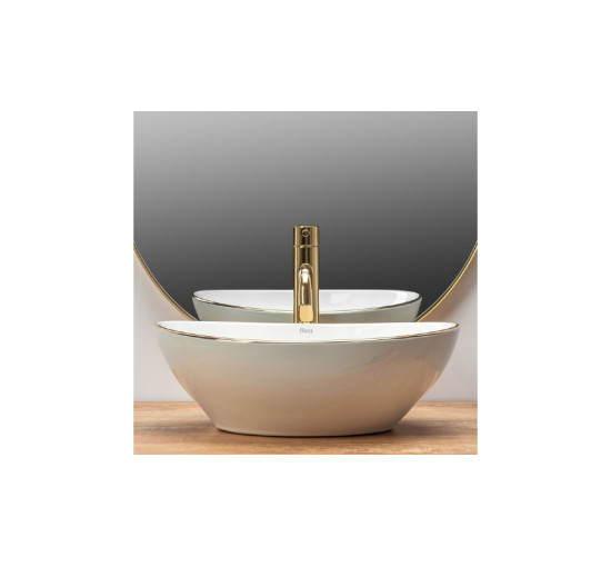 умивальник Rea Sofia 41x34,5 gold edge (REA-U3287)