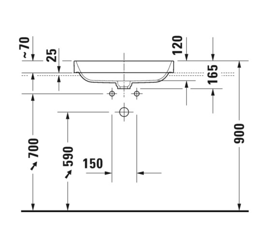 Умывальник на столешницу Duravit HAPPY D.2 60х40 см (2359606100) белый/антрацит матовый