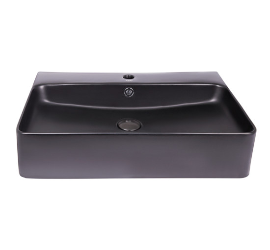 Раковина Qtap Nando 600х420х130 Matt black с донным клапаном QT1211K4041MB