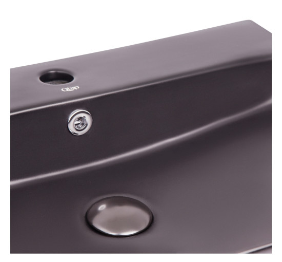 Раковина Qtap Nando 600х420х130 Matt black с донным клапаном QT1211K4041MB