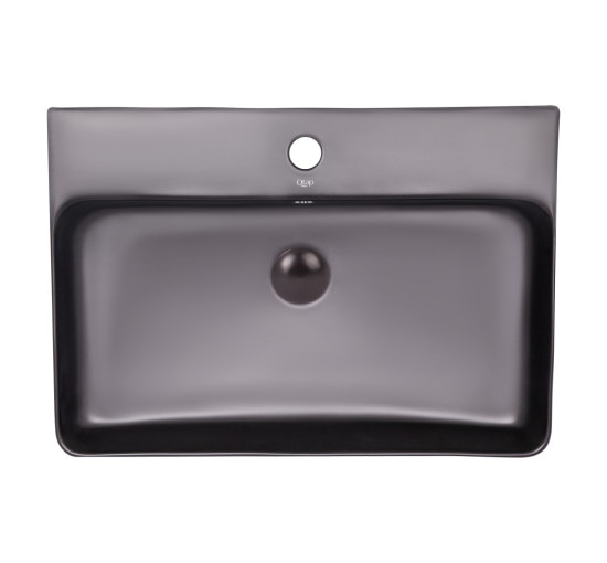 Раковина Qtap Nando 600х420х130 Matt black с донным клапаном QT1211K4041MB