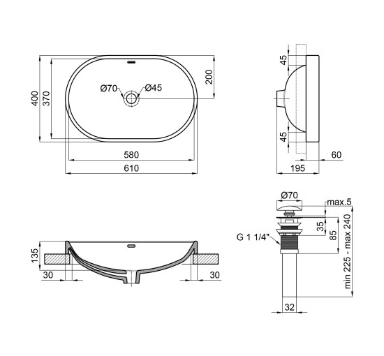 Раковина Qtap Leo 590x400x170 White с донным клапаном QT11114028W