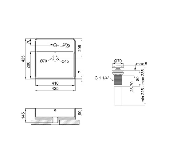 Раковина-чаша Qtap Crow 420х420х145 White з донним клапаном QT0511A054TW