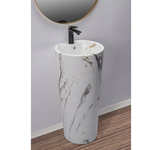 умивальник окремостоячий Rea Blanka 40x40 Marble Marmur Matt (REA-U8704)