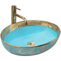 умывальник Rea Margot 52x40 blue/gold (REA-U8709)