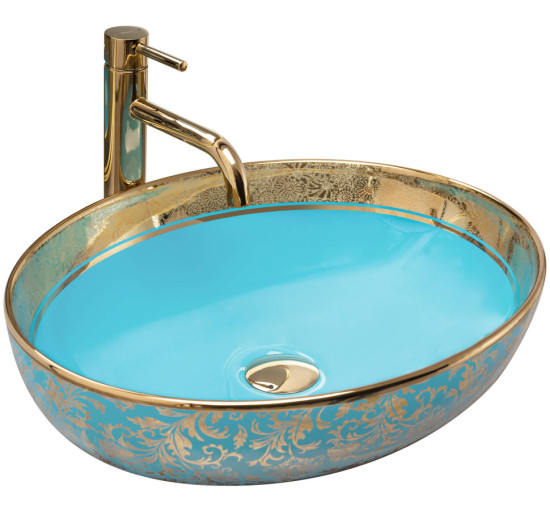 умывальник Rea Margot 52x40 blue/gold (REA-U8709)