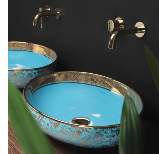 умывальник Rea Margot 52x40 blue/gold (REA-U8709)