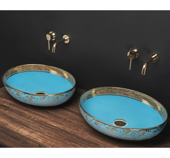 умывальник Rea Margot 52x40 blue/gold (REA-U8709)