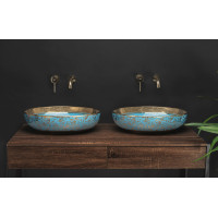 умивальник Rea Margot 52x40 blue/gold (REA-U8709)