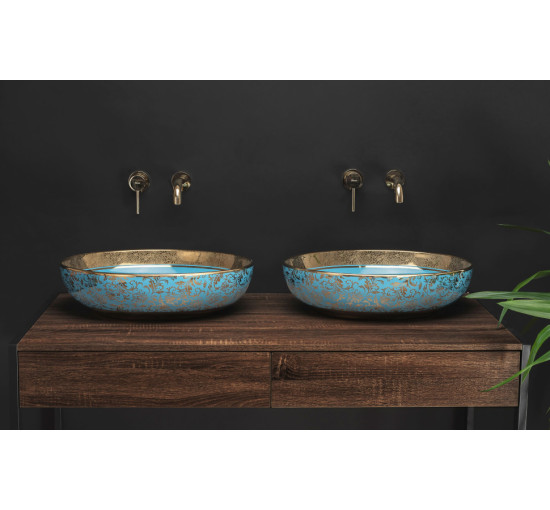 умывальник Rea Margot 52x40 blue/gold (REA-U8709)