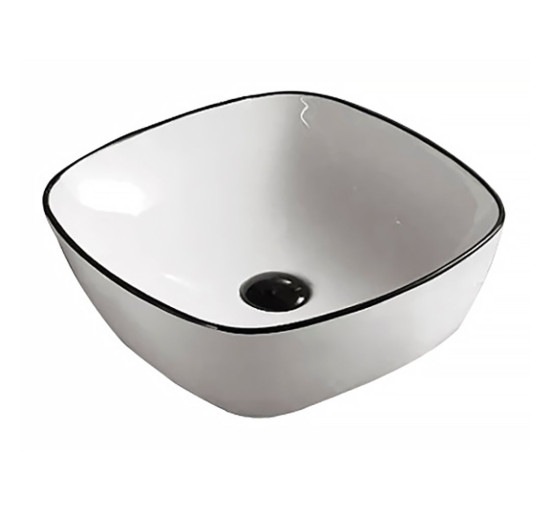 Умивальник накладний IMPRESE BLACK EDGE i11096 415x415мм квадратний білий