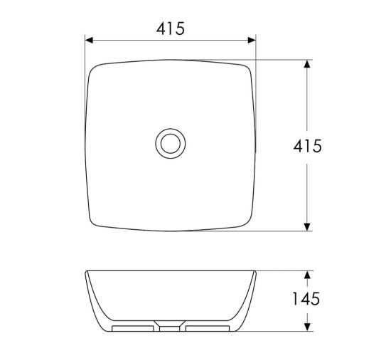 Умивальник накладний IMPRESE BLACK EDGE i11096 415x415мм квадратний білий