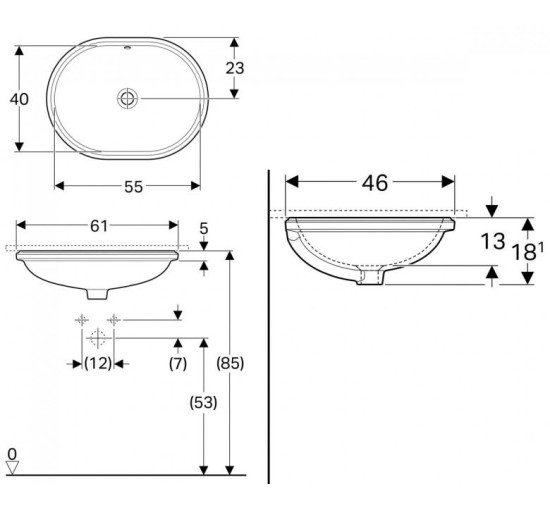 Умивальник VariForm 55 (500.757.01.2) Geberit