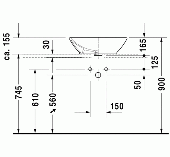 Умывальник на столешницу Duravit ME by Starck 55x42 см (0334520000)