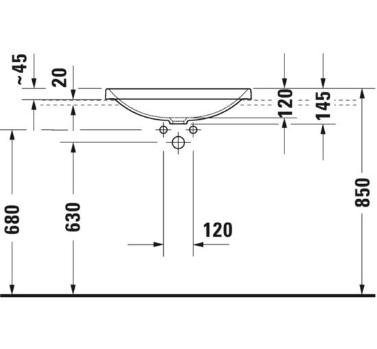 Умывальник Duravit D-NEO встроенный сверху 60х44 см (0358600079)