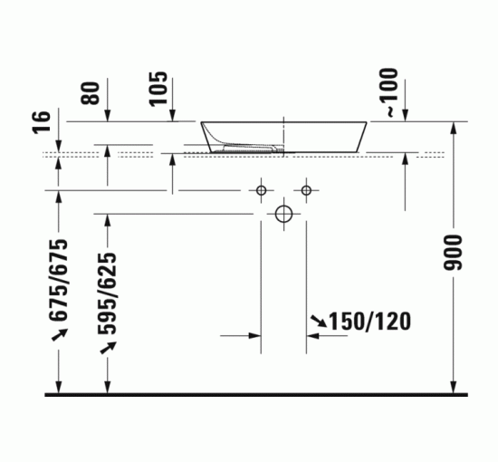 Умывальник Duravit CAPE COD на столешницу 55x40 см (2347550000)