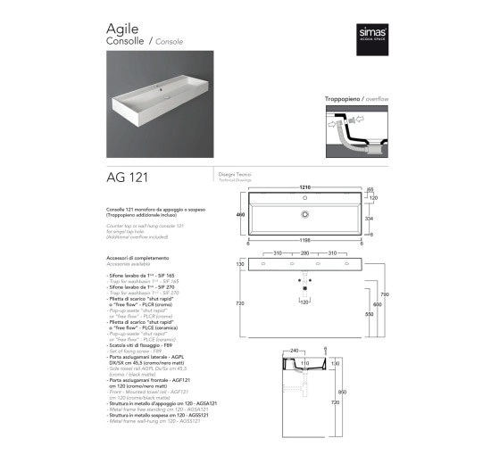 Умывальник SIMAS AG 121 Agile (AG121) Glossy white
