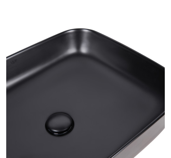 Раковина-чаша Qtap Tern 500x390x140 Matt black с донным клапаном QT172195MBMB